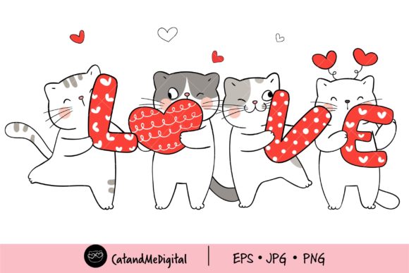 Download Love Cat Valentine Clipart. - Clipart Collection
