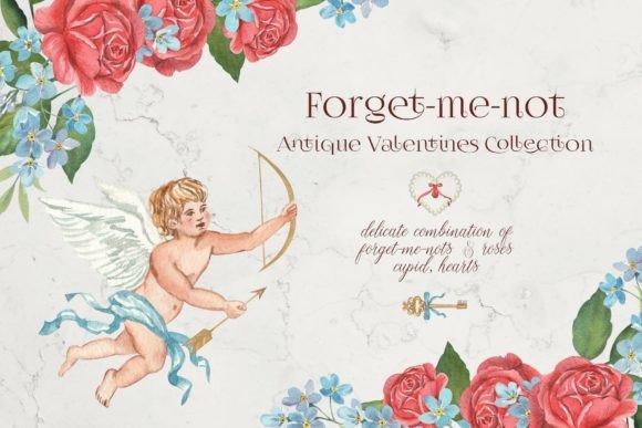 Download Forget-me-not Antique Valentines Clipart - Clipart Collection