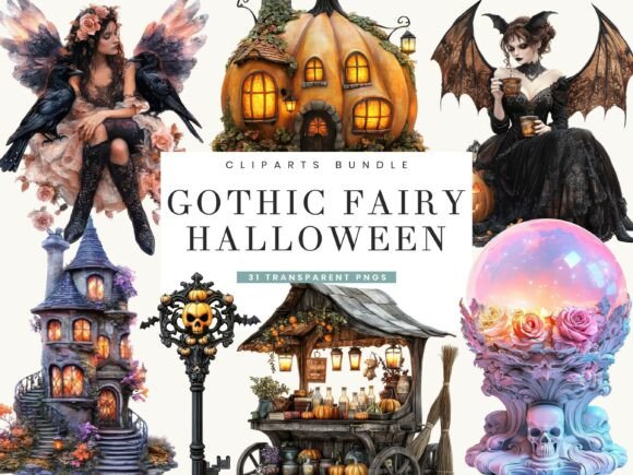 Download Gothic Fairy Halloween Clipart Bundle - Clipart Collection