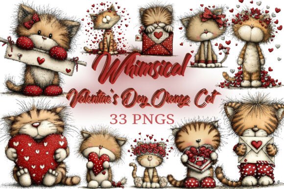 Download Valentine's Day Orange Cat Clipart Png - Clipart Collection