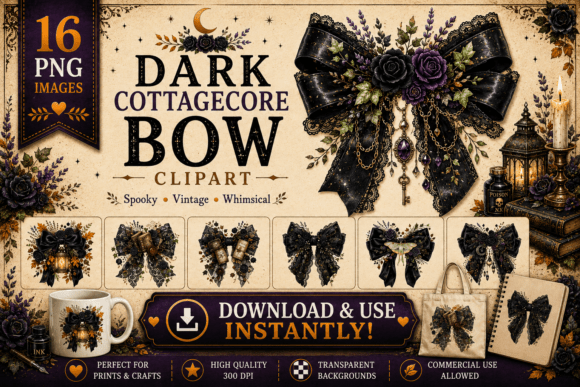 Download Dark Cottagecore Bow Clipart - Clipart Collection