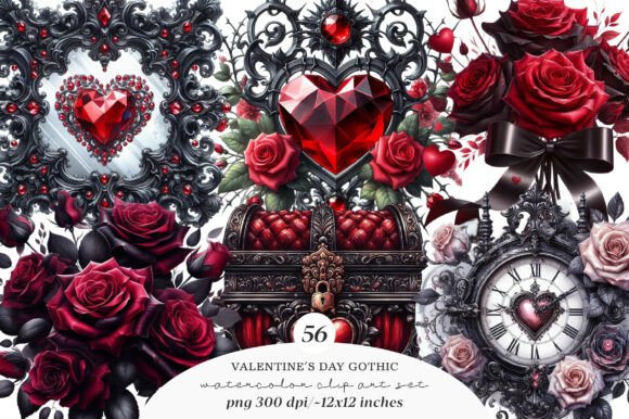 Download Gothic Valentine Clipart Set - Clipart Collection