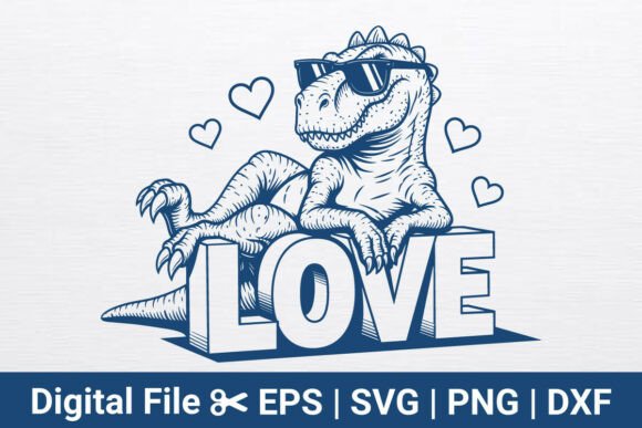 Download Funny Dino Clipart with Sunglasses Heart - Clipart Collection