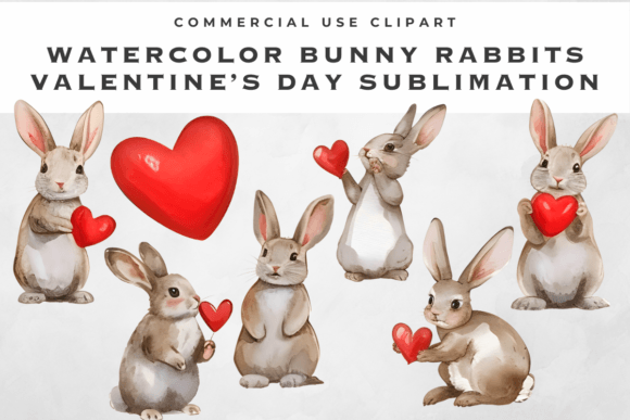 Download Valentine Clipart Bunny Rabbit Hearts - Clipart Collection