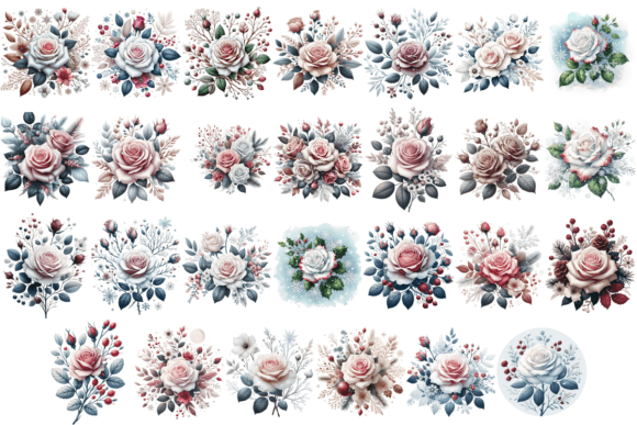 Download 27 Winter Rose Flower Clipart Bundle - Clipart Collection