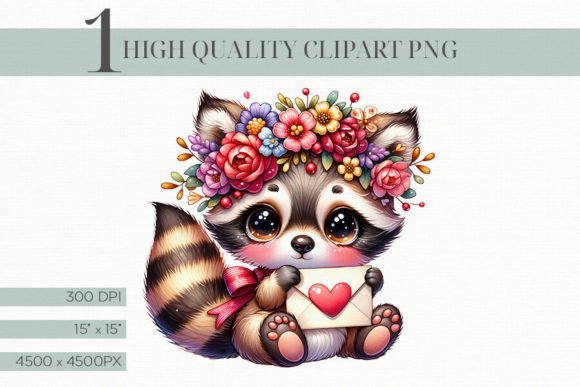 Download Cute Racoon Valentine Clipart - Clipart Collection