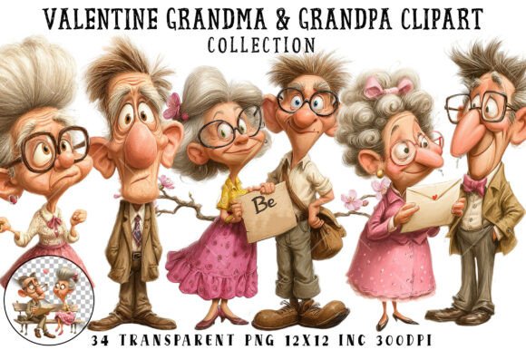 Download Valentine Grandma &amp; Grandpa Clipart - Clipart Collection