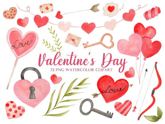 Download Valentine's Watercolor Bundle Clipart - Clipart Collection