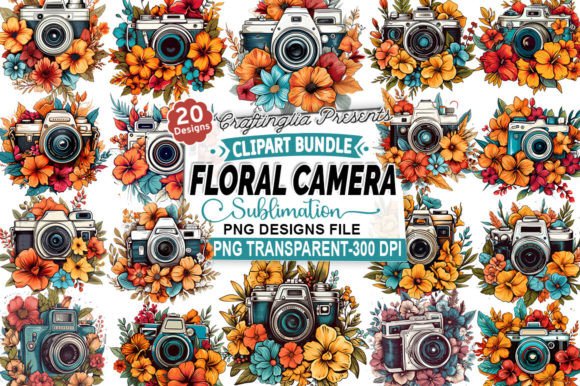 Download Flower Camera Sublimation Clipart Bundle - Clipart Collection