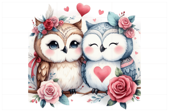 Download Watercolor Valentine Couple Owl Clipart - Clipart Collection
