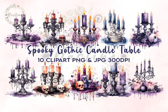 Download Spooky Gothic Candle Table Clipart - Clipart Collection