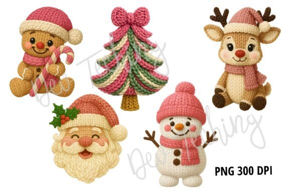 Download Pink Crochet Christmas PNG Bundle - Christmas Collection