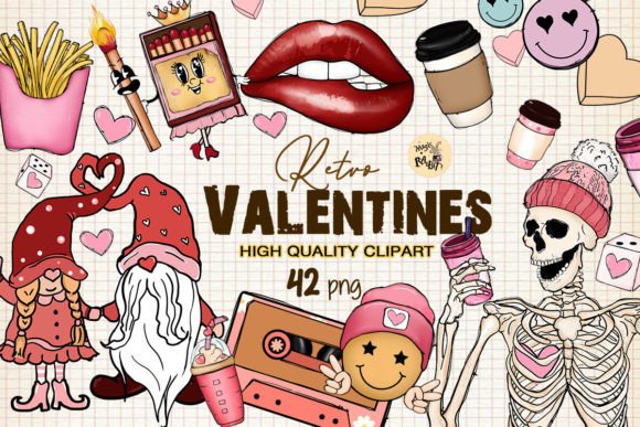 Download Retro Valentines Clipart Bundle - Clipart Collection